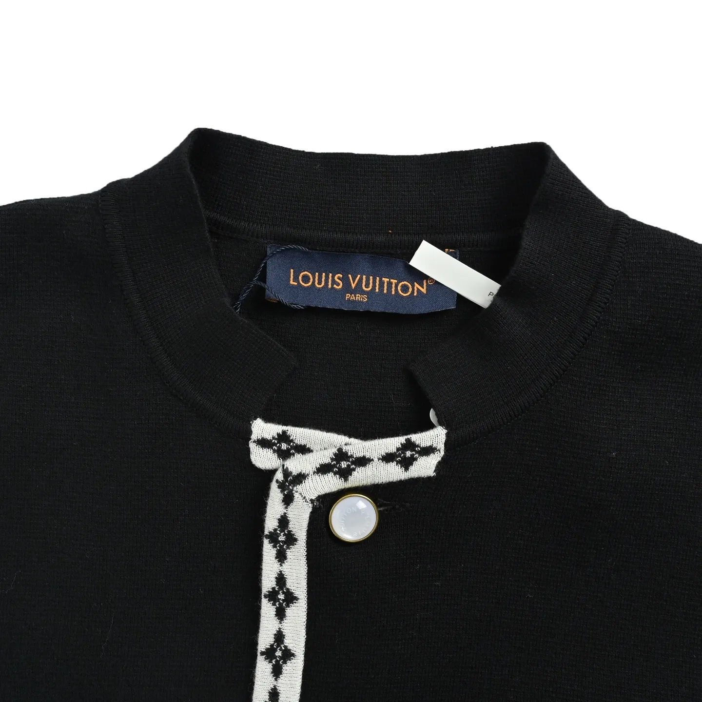 Louis Vuitton/Louis Vuitton white edge knitted college style cardigan jacket